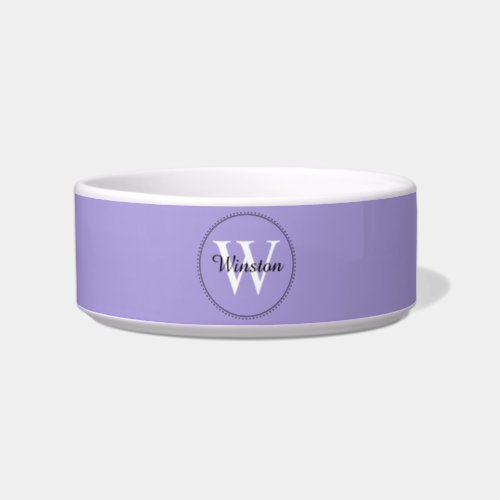 Modern White Lavender Personalized Monogram Name Bowl