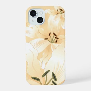 Modern White Lilies Iphone 15 Case by FantasyCases at Zazzle