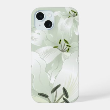 Modern White Lilies Iphone 15 Case by FantasyCases at Zazzle