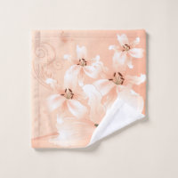 Cotton Peach Floral Paradise Hand Towels (Set of 2), For Home