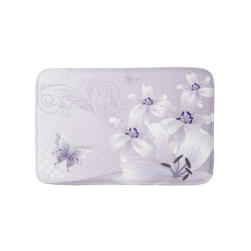 Modern White Lilies purple Bath Mats