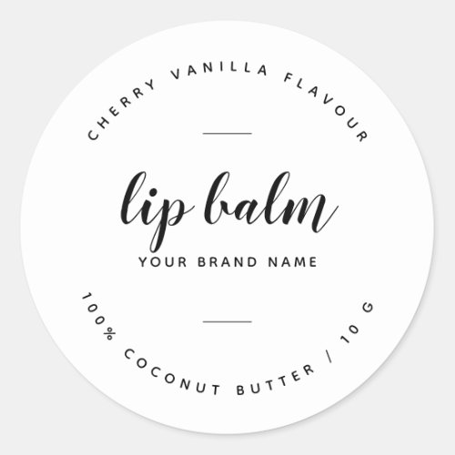 Modern white lip balm label