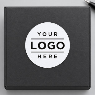 Modern White Logo Business Classic Round Sticker