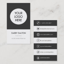Modern White Logo Social Media Business Card