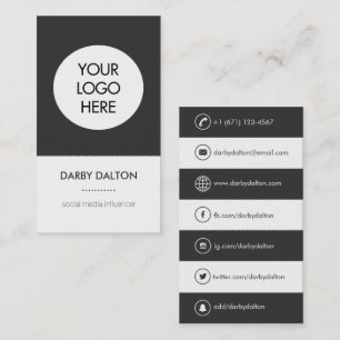 Modern White Logo Social Media Business Card