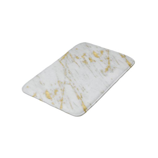 Modern White Marble And Gold Glitter Bathroom Mat Zazzle