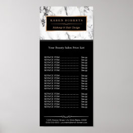 Modern White Marble Beauty Salon Price List Poster