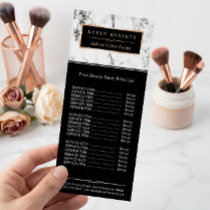 Modern White Marble Beauty Salon Price List Rack Card