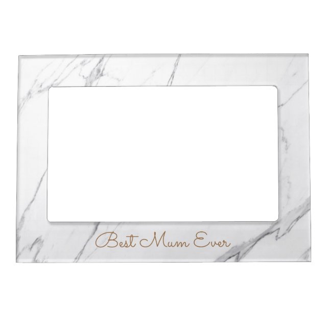 Modern White Marble Best Mom Ever  Magnetic Frame (Front)