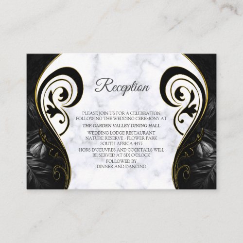 Modern White Marble Black Abstract Enclosure Card