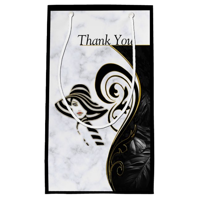 Modern White - Marble Black Abstract Gift Bag (Front)