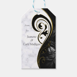 Modern White - Marble Black Abstract Gift Tag