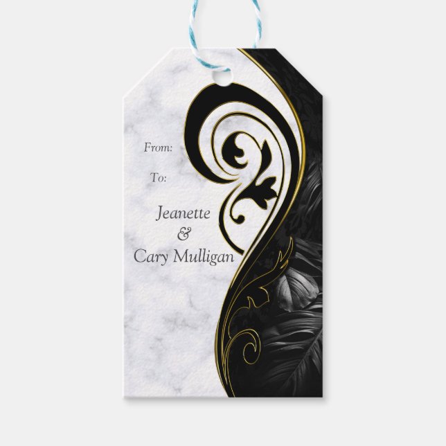 Modern White - Marble Black Abstract Gift Tag (Front)
