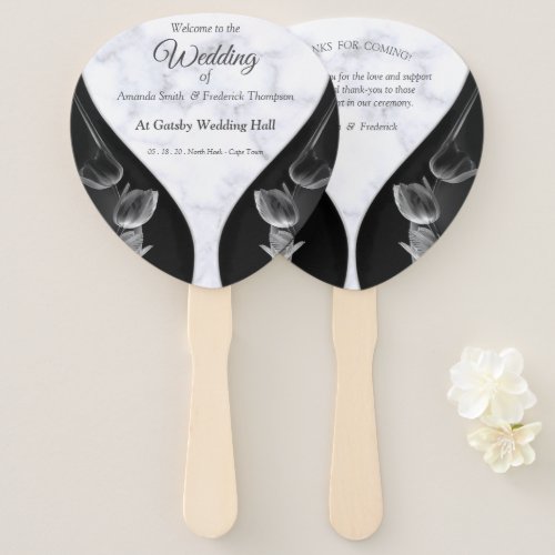 Modern White _ Marble Black Abstract Hand Fans