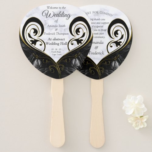 Modern White _ Marble Black Abstract Hand Fans