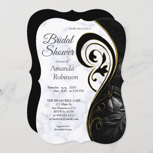 Modern White _ Marble Black Abstract Invitation