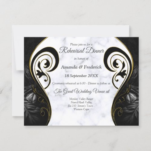 Modern White Marble Black Abstract Invitation