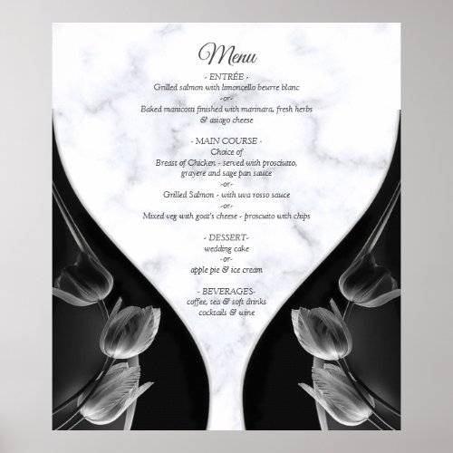 Modern White _ Marble Black Abstract Menu Poster