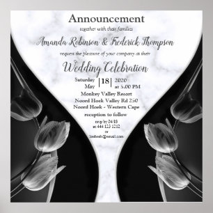 Modern White - Marble Black Abstract Poster