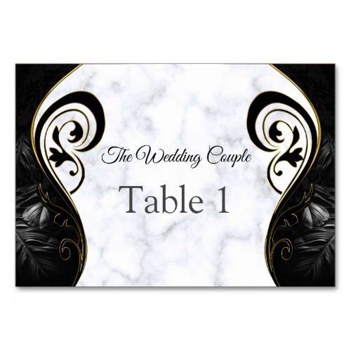 Modern White Marble Black Abstract Table cards