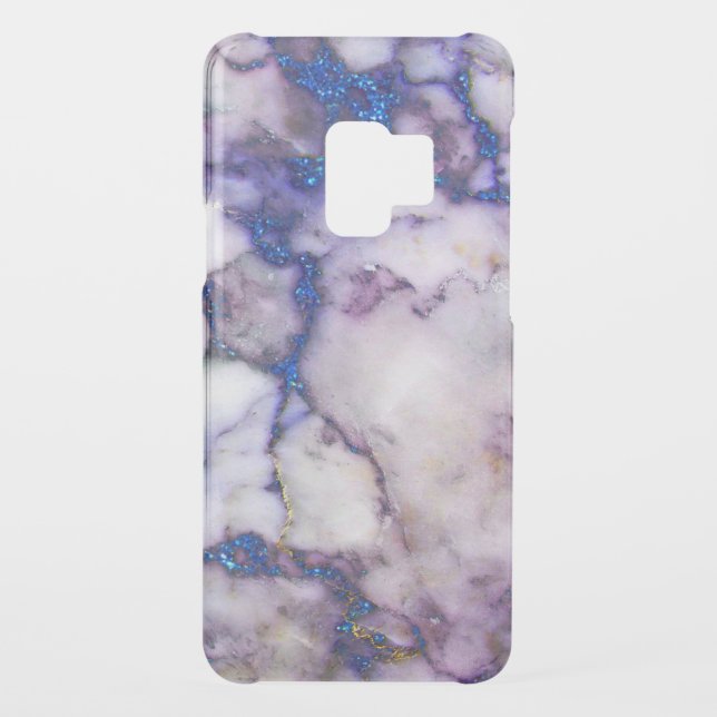 Modern White Marble & Blue Faux Glitter Accent Uncommon Samsung Galaxy Case (Back)