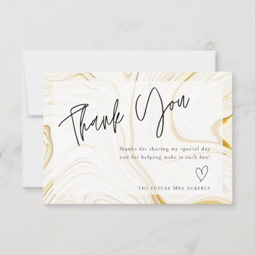 Modern White Marble Bridal Shower Thank You Card