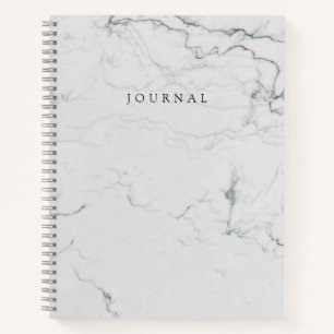Modern White Marble Cover Monogrammed Journal