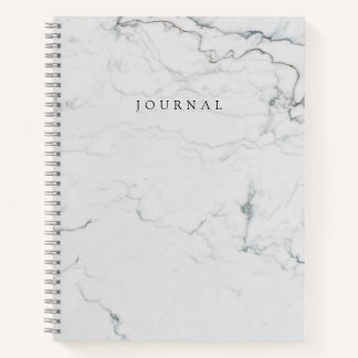 Modern White Marble Cover Monogrammed Journal