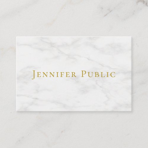 Modern White Marble Elegant Gold Text Template Business Card