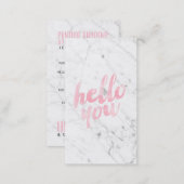 Modern white marble elegant pink hello typography business card (Front/Back)