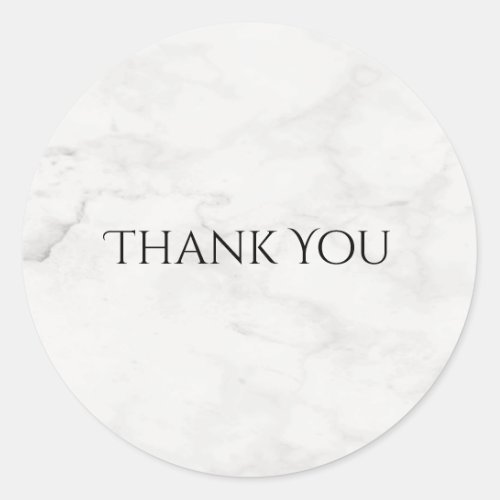 Modern White Marble Elegant Thank You Template Classic Round Sticker
