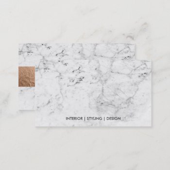Modern White Marble Faux Copper Metal Professional Business Card by busied at Zazzle