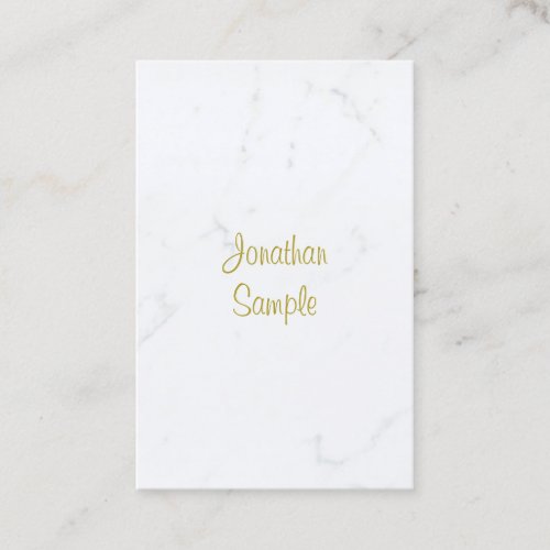 Modern White Marble Gold Script Luxury Template Business Card