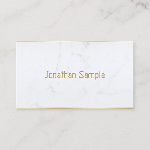 Modern White Marble Gold Text Custom Template Business Card