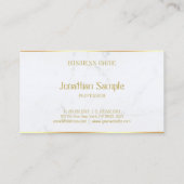 Modern White Marble Gold Text Custom Template Business Card (Back)