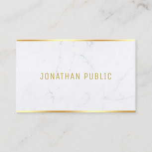 Modern White Marble Gold Text Template Elegant Business Card
