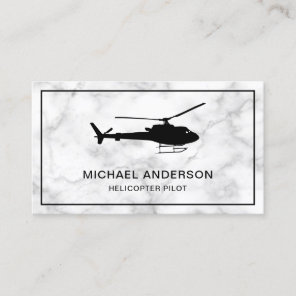 Modern White Marble Helicopter Pilot Business Card