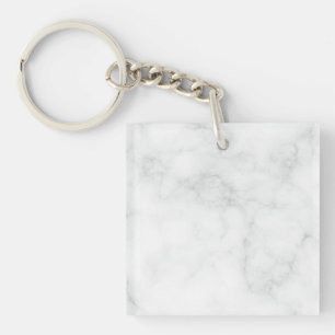 Modern White Marble Keychain