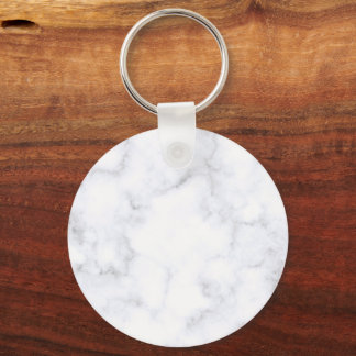Modern White Marble Keychain