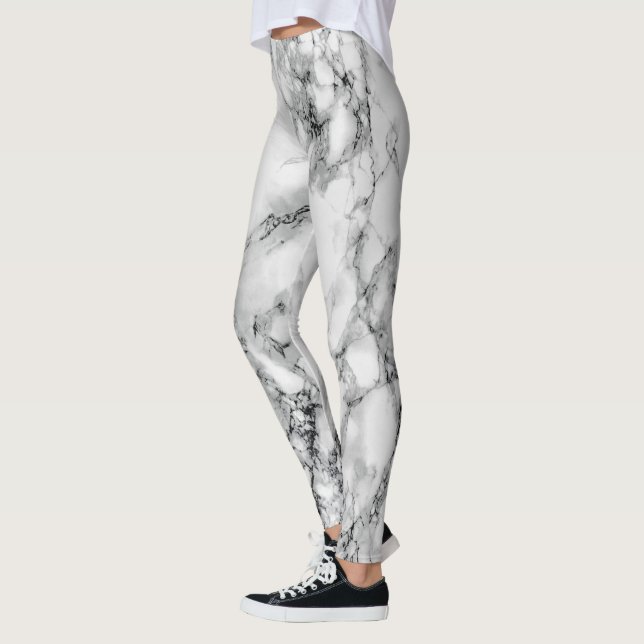 Modern White Marble Leggings (Left)
