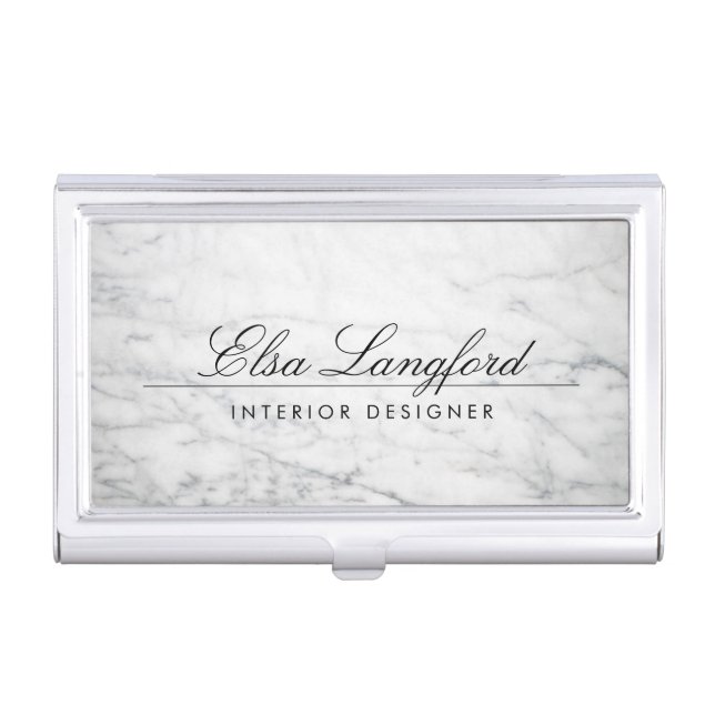 Modern White Marble Luxury Designer Card Case For Business Cards (Front)