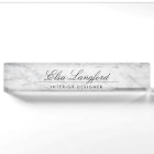 Modern White Marble Luxury Designer Desk Nameplate