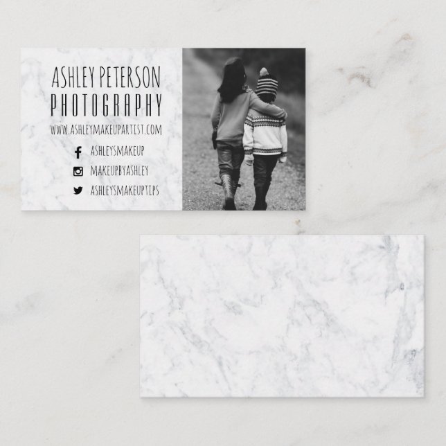 Modern white marble medias photography business card (Front/Back)