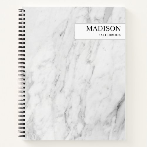Modern White Marble Minimalist Sketchbook Notebook