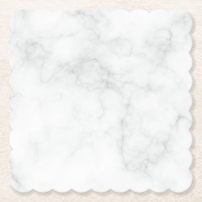 Modern White Marble Paper Coaster (Front)