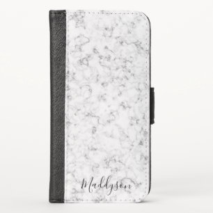 Modern White Marble Pattern iPhone XS Wallet Case