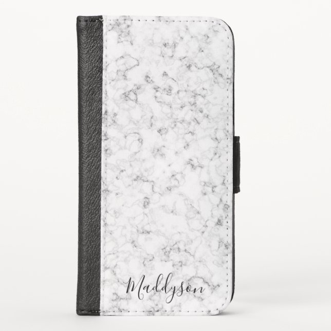 Modern White Marble Pattern iPhone Wallet Case (Front)