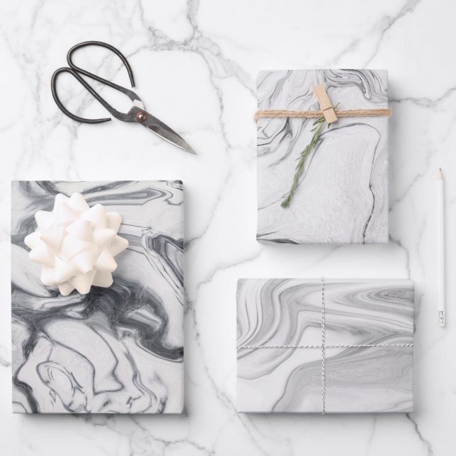 Modern White Marble Pattern Wrapping Paper Sheets (Front)