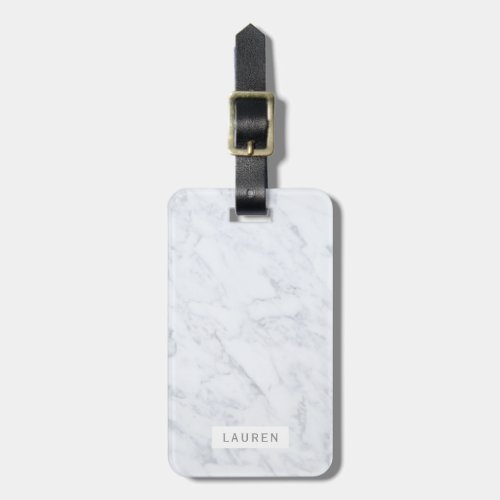 Modern White Marble Personalized Luggage Tag