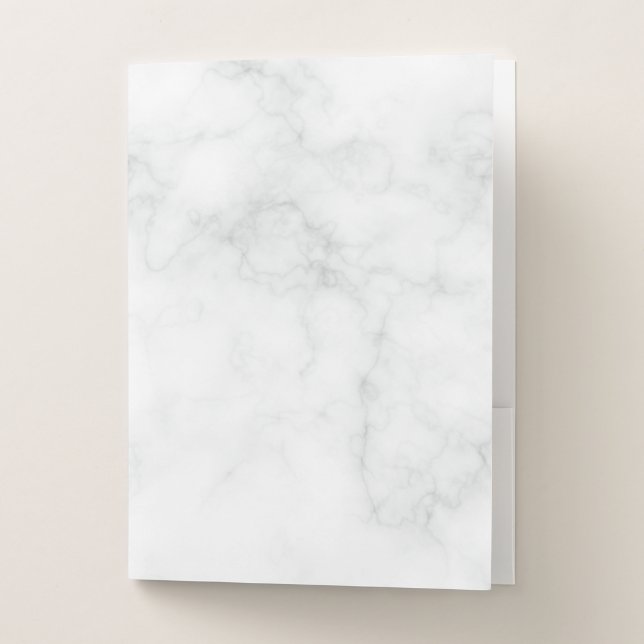 Modern White Marble Pocket Folder (Front)